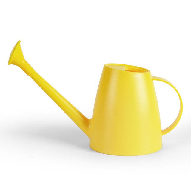 Regadera para plantas de interior y exterior de 1,8 l (amarillo), regadera de plástico de boca larga, regadera para plantas de jardín en maceta fácil de verter