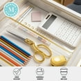 thumbnail image 4 of Martha Stewart Kerry 3 Pack Plastic Stackable Office Desk Drawer Organizers with Gold Trim, 12" x 6", 4 of 10