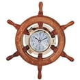 thumbnail image 2 of 36" Port Hole Wheel Clock with Lacquer Coating Nautical Tropical Home Decor, 2 of 2