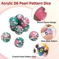 thumbnail image 3 of 10 Pack 6 Sided Standard Dice, 2 Colors Acrylic D6 Mini Polyhedral Pearl Pattern Game Dice Set for Table Games or Math Learning, Green and Pink/White Point, 3 of 6