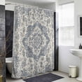 thumbnail image 6 of Xipuska Beige Blue Boho Shower Curtain - Water Repellent Fabric Shower Curtains Washable, Medieval Vintage Ethnic Floral Abstract Decorative Cloth Bathroom Curtains Modern Bath Decor 72"x78", 6 of 6