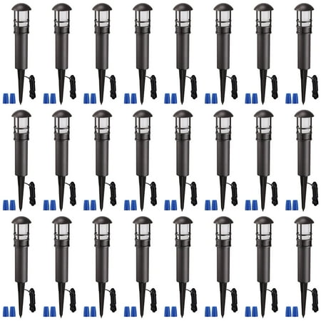 

LEONLITE 24 Pack 3W LED Landscape Light Waterproof 12V Low Voltage 4000K Cool White Aluminum Housing with Ground Stake 3 Years Warranty for Outdoor Pathway Lawn Path Garden Yard