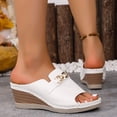 thumbnail image 4 of Rokment Orthopedic Wedges Slip on Dressy Sandals for Women Ladies 2026 Summer Trendy Casual Leather Arch Support Platform Heeled Dress Slides Business Office Work White Size 7.5, 4 of 7