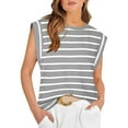 thumbnail image 6 of HAOYUNL Summer Tank Tunic Tops for Women Casual Striped Tshirts Sleeveless Tees Round Neck T, 6 of 8