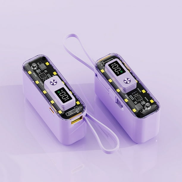 New Fast Charging PD22.5W Mini 20000 MAh With Cable Transparent Cell Phone Charging Treasure Mobile Power, Portable Charger