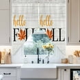 thumbnail image 2 of Swag Curtains Valances for Windows, Orange Fall Maple Leaf Short Kitchen Window Curtains Over Sink, Vintage Beige Wood Texture Cafe Curtains Panel Set Of 2,Rod Pocket, 36 Inches Length Black, 2 of 8