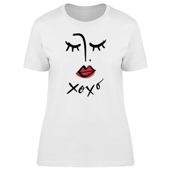Stylized Face And Kiss Symbol T-Shirt Women -Image by Shutterstock, Female x-Large