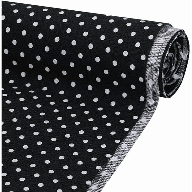 Tela de algodón con lunares blancos y negros de 1,09 yardas (157 cm) de ancho. Tela rectangular estampada con lunares de 2 mm. Ideal para manualidades y confección.