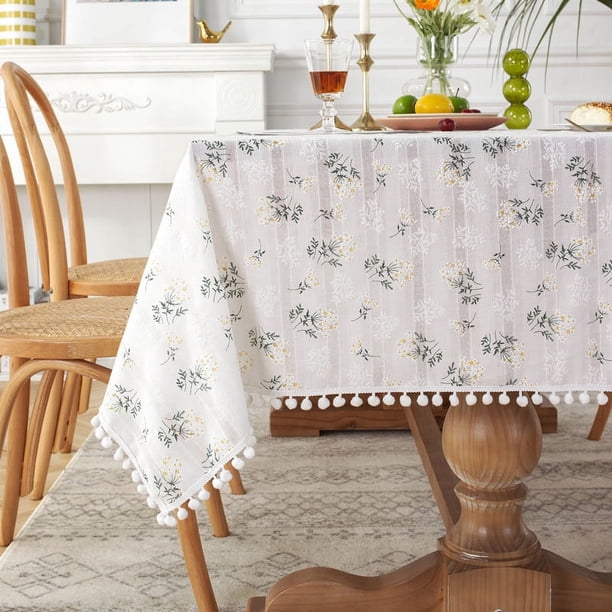 Mantel rectangular geométrico de algodón lila pequeño estilo pastoral para mesa de té, mantel, toalla