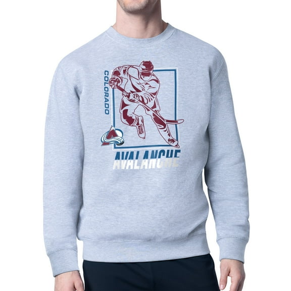 Men's Starter Heather Gray Colorado Avalanche Player Grid Fleece Pullover Sweatshirt