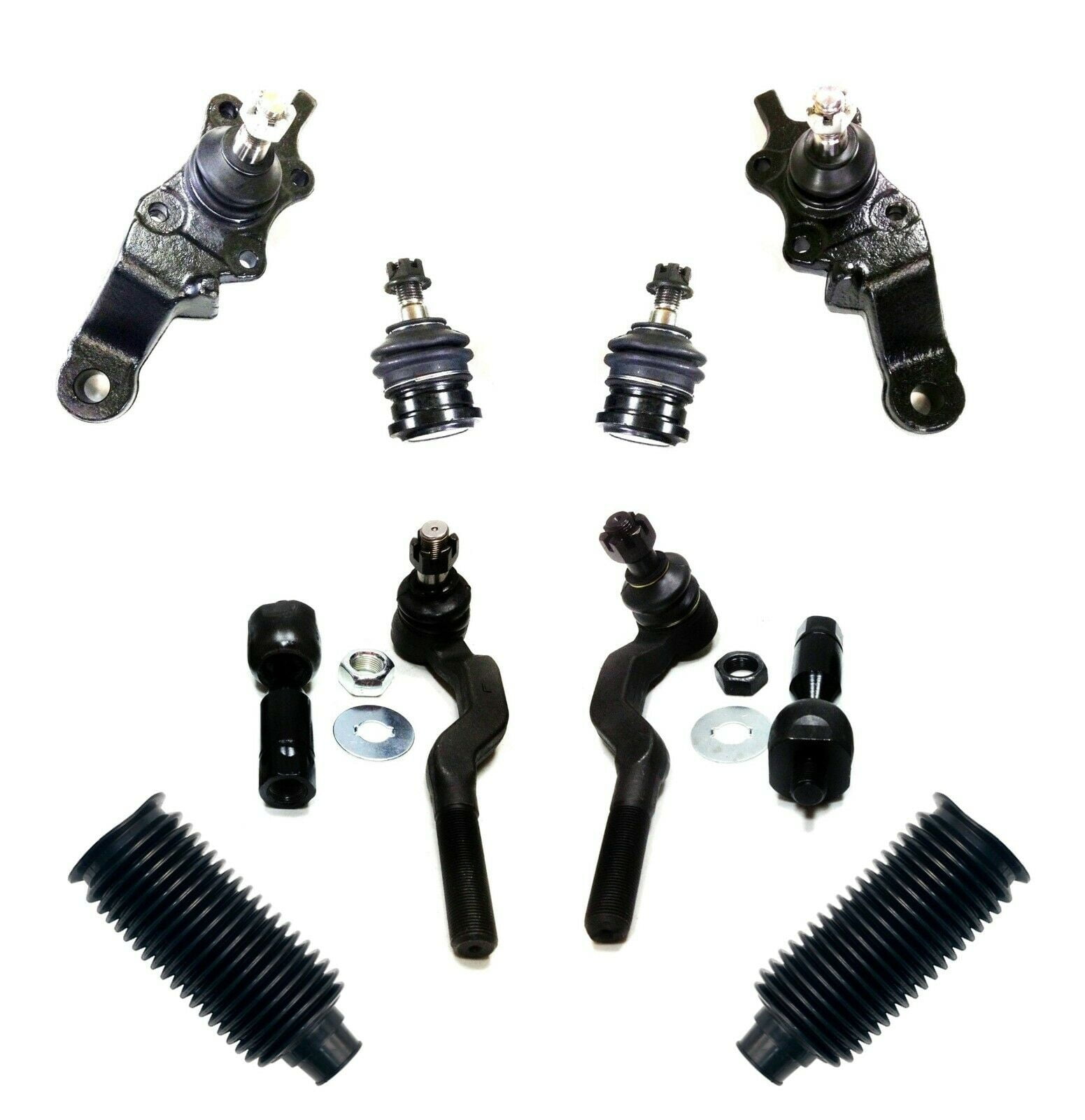 10 Pc Front Suspension Kit Inner & Outer Tie Rod Ends, Upper & Lower