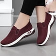 thumbnail image 2 of Womens Slip On Walking Sneakers Breathable Mesh Lightweight Cushioned Comfort Shoes - Wine,Size 7, 2 of 9