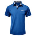 thumbnail image 5 of SGFCWSX Mens Short Sleeve Slim Fit Polo Shirts Button Collar Pocket Stylish Moisture Wicking Casual Golf Shirts for Men Blue Size L, 5 of 9