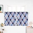 thumbnail image 4 of Volkmi 25CM 2 Pcs Ensemble de Rideaux de Petite Fenêtre en Polyester Coton Imprimé Marocain pour Cuisine (Bleu Foncé Gris), 4 of 4
