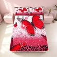 thumbnail image 4 of Homewish Red Butterfly Bed Sheets, Bling Cheeetah Print Full Size Sheets for Girls, 4 Pieces (1 Flat Sheet, 1 Fitted Sheet and 2 Pillowcases), 4 of 6