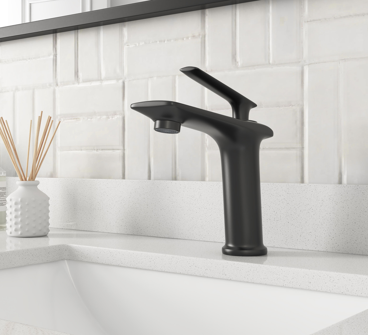 YZZY Bathroom Sink Faucet Single Lever Black Basin Faucet Single Hole 1 Handle Bathroom Vanity Faucet