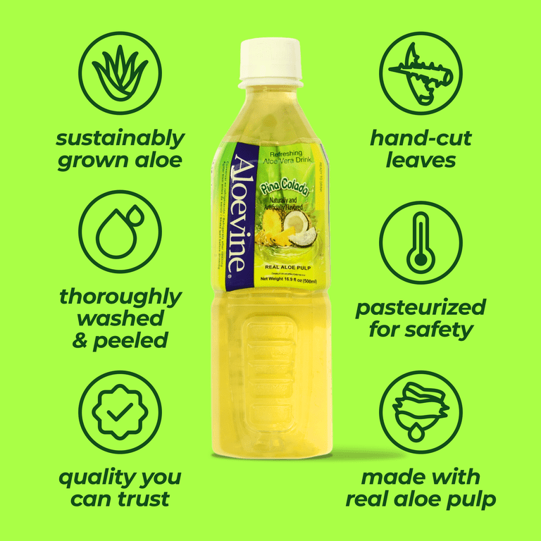 Aloevine Refreshing Aloe Vera Drink, Pina Colada Flavor, 16.9 fl oz, Pack  of 20 - Walmart.com