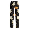 thumbnail image 4 of Women's Drawstring Halloween Pajama Pants Bat Print Elastic Waist Wide Leg Loose Casual Lounge Trousers for Fall Sleepwear Daily Comfort Multicolor 2XL, 4 of 7