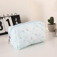 thumbnail image 4 of Small Quilted Makeup Bag for Women, Cute Floral Cosmetic Bag, Emergency Bag Travel Toiletry Pouch Gifts for Girls Her Mom Friend Sister Blue, 4 of 6