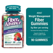Fiber Advance Weight Management Gummies with Chromium Fiber Supplement, Natural Fruit, 90 Count