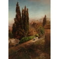thumbnail image 3 of Oswald Achenbach 18x24 Black Modern Framed Museum Art Print Titled - View from High in the Gardens of Villa Torlonia, Frascati, Rome (1881), 3 of 5