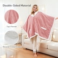thumbnail image 4 of SUNNY HEAT Heated Electric Wearable Throw Blanket with Hood Pockets, 56"x63", Soft Flannel & Sherpa, 3H Auto Shut Off, Machine Washable, Light pink, 4 of 5