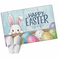 thumbnail image 2 of Rectangle Area Rug 2x3ft, Stripe Easter Eggs Cute Rabbits Non-Shedding Washable Area Rug, Vintage Blue Wood Board Non Slip Low-Profile Rugs for Living Room, Bedroom Dining Room, 2 of 9