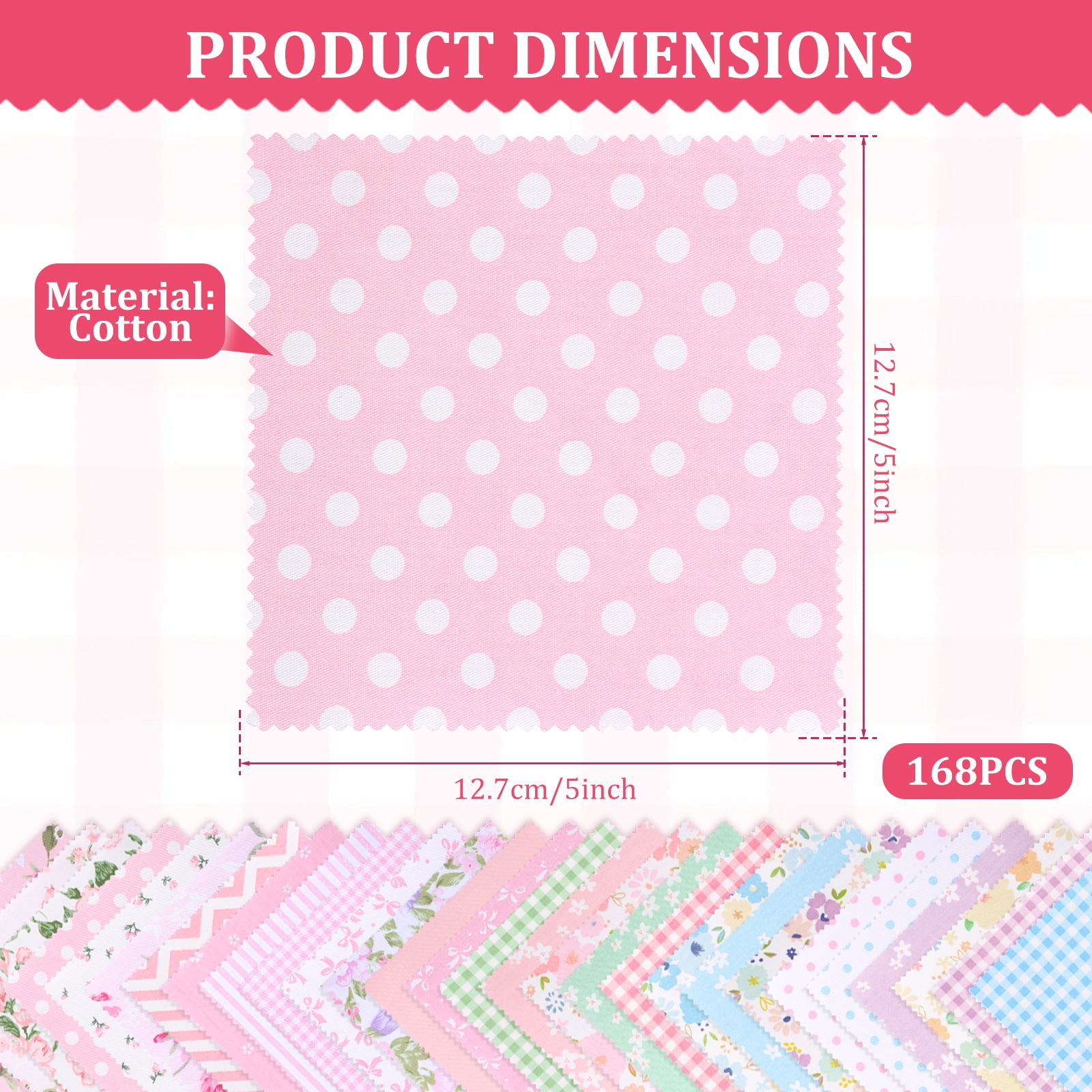 Atopoler 168 Pcs Cotton Fabric Squares,Pre Cut Quilted Fabric for Sewing Home Decor Scrapbooking Patchwork DIY Crafts,5 x 5 inches,Style 1