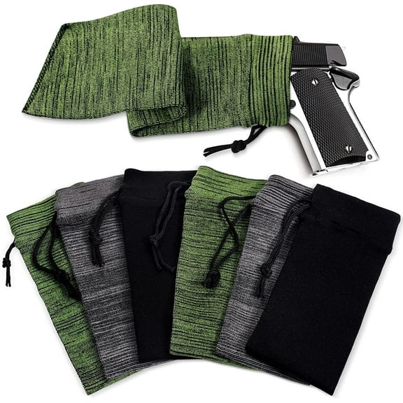 SONGAUN 6 Pcs 16 Inch Gun Sock Rust Silicone Gun Sleeve Fabric Waterproof Knit Socks Silicone Drawstring Closure for Tactical Accessories