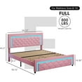 thumbnail image 2 of 4 EVER WINNER Full Size LED Bed Frame with Headboard，Upholstered Platform Bed Frame with LED Lights，Diamond Tufted Headboard and Footboard，Pink, 2 of 7