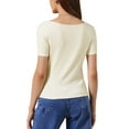 thumbnail image 3 of INSPIRE CHIC Short Sleeves Top for Women Ruched Going Out Crop Shirts Slim Fit Basic Tee Blouse XS Apricot, 3 of 6