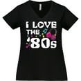 thumbnail image 3 of Inktastic I Love the '80s-musical Notes Women's Plus Size V-Neck T-Shirt, 3 of 5