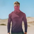 thumbnail image 2 of Dagegui Outdoor Work Hoodie for Men Sun Protection Shirts UPF 50+ Long Sleeve Fishing Tee with Face Mask UV Rash Guard Pullover Tops Watermelon Red L, 2 of 5
