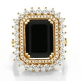 thumbnail image 2 of Gem Stone King 7.20 Ct Emerald Cut Black Onyx 18K Yellow Gold Plated Silver Ring, 2 of 5