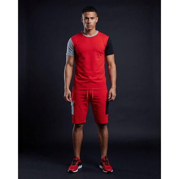 Men’s 2-piece Short Set Crew neck T-Shirt with Matching Cargo Shorts