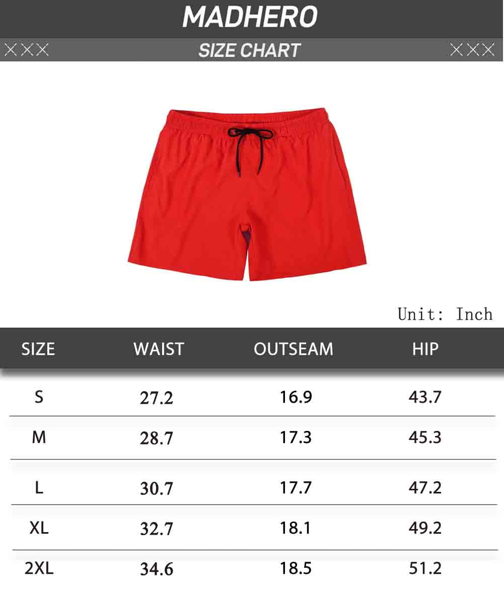 MADHERO 3 Pack Mens Swim Trunks with Mesh Lining Quick Dry Swim Shorts Bathing Suit Swimswear Black/ Red/ Sapphire Blue Size M