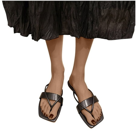 

YanHoo Clearance Flip Flops for Women Girls Thong Slide Sandals - Summer Dressy Bohemian Travel Flat Sandals Cute Low Wedge Summer Open Toe Sandal Shoes
