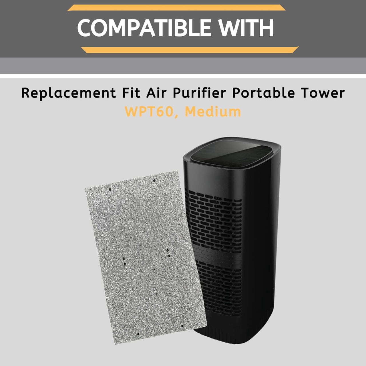 Nispira WPT60 817600 Charcoal Pre-Filter for Whirlpool Whispure WPT60P, WPT60B Tower Air Purifier, Pack of 8