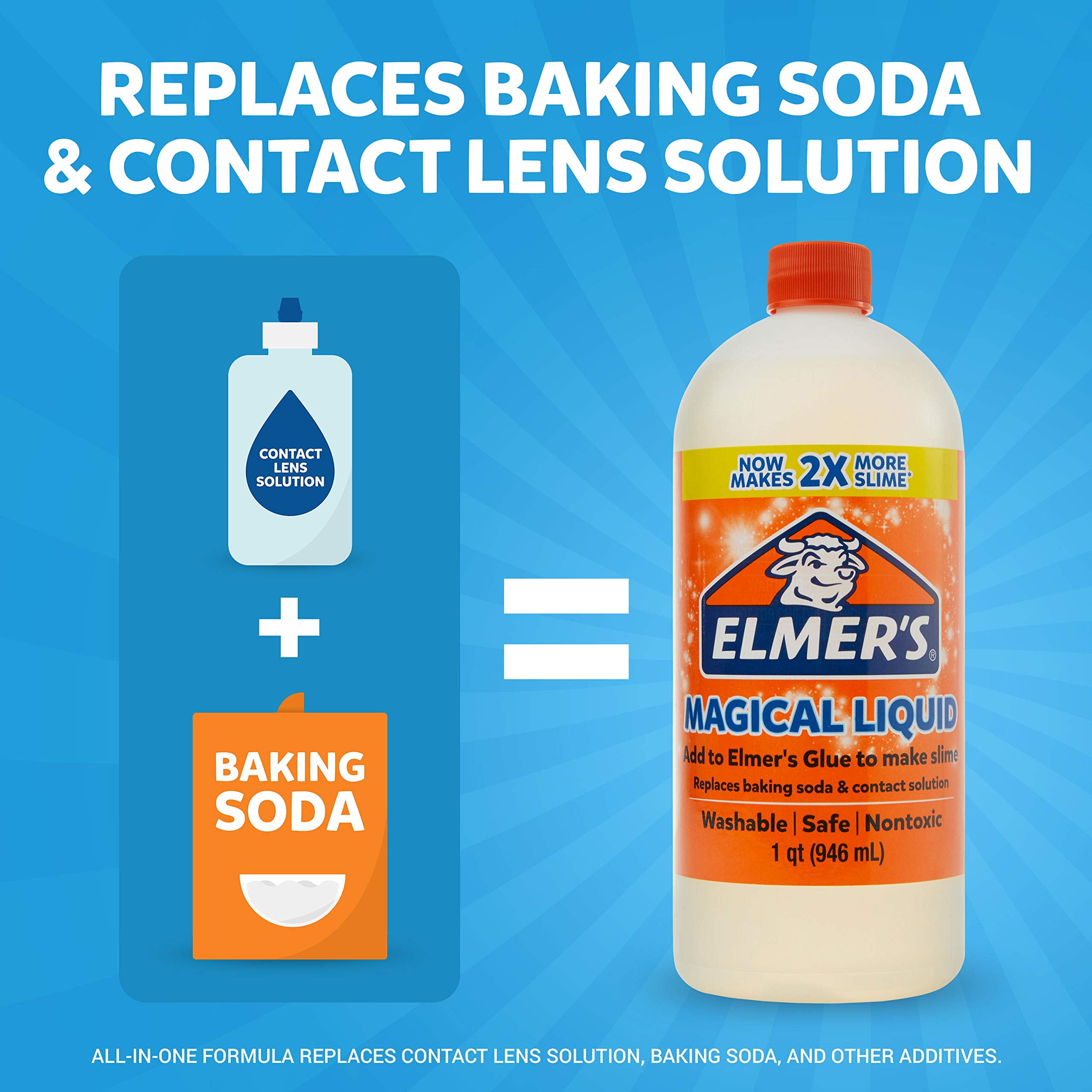 Elmer's Magical Liquid Slime Activator Solution, Updated Formula for Double Slime Output, Safe and Washable, 1 QuartRDC30