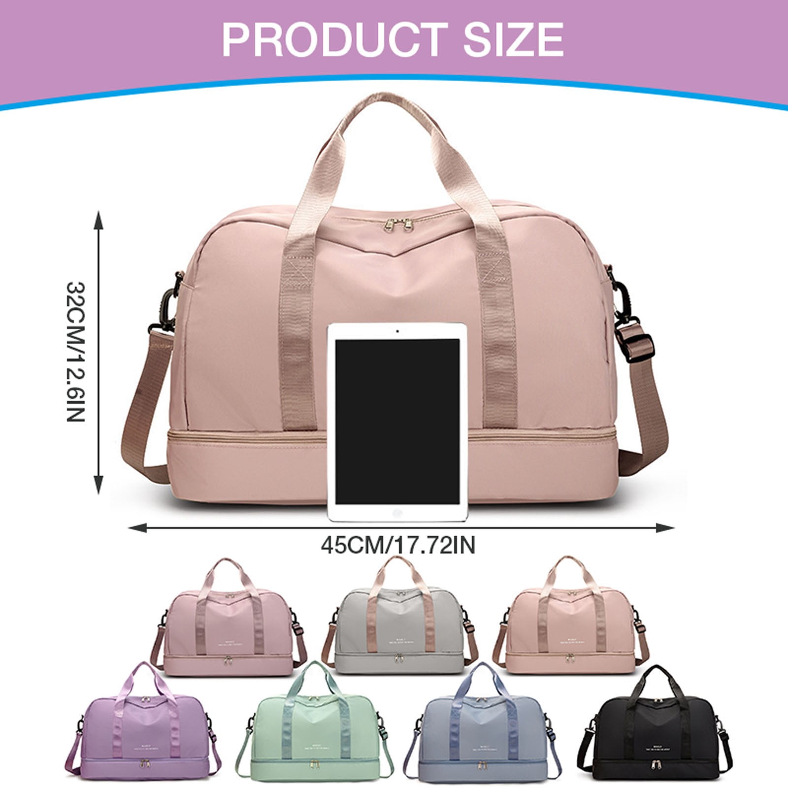 Jierger Large Capacity Gym Bag for Women Sports Travel Duffel Bag with Shoe Compartment Light Overnight Bag for Lady Travel Gym Yoga