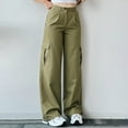 thumbnail image 4 of Baqcunre Cargo Pants Women,New Summer Casual Mid Waist Stereoscopic Pocket Trousers With Waist Closed Cargo Pants,Women'S Pants,Wide Leg Pants Woman,Pants For Women,Womens Clothes,Mint Green,L, 4 of 5