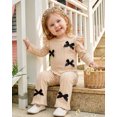 thumbnail image 6 of 18 Months Baby Girls Clothes 24 Months Girls 2PCS Fall Winter Outfits Set Cute Bowknot Toddler Girls Long Sleeve Top Pants Set Apricot, 6 of 8