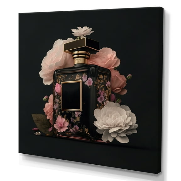 Designart Elegant Floral Perfume Bottle II Canvas Wall Art