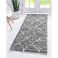 thumbnail image 2 of Unique Loom Rabat Shag Lattice Design Rug 2' 7 x 6' Runner Gray/Ivory, 2 of 2