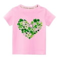 thumbnail image 2 of Tdoqot St Patricks Day Shirts Kids- Crewneck Short Sleeve Cute Girls Boys Cotton T Shirt Pink Size 4 T, 2 of 4