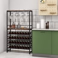 thumbnail image 2 of Gymax 32 Bottles Wine Rack Rustic Wine Storage Holder Freestanding W/ Glass Holder, 2 of 10