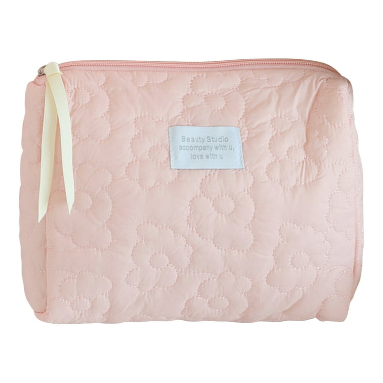 Makeup Bag Quilted Cosmetics Bag Pink Garden Floral Toiletry