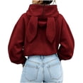 thumbnail image 6 of Tqcoqu Women's Cute Bunny Ear Zip Up Hoodie,Cropped Long Sleeve Loose Casual Sweatshirt Jacket with Kangaroo Pocket,2026 Trendy Outerwear Tops,Red Women's S-XXL, 6 of 7