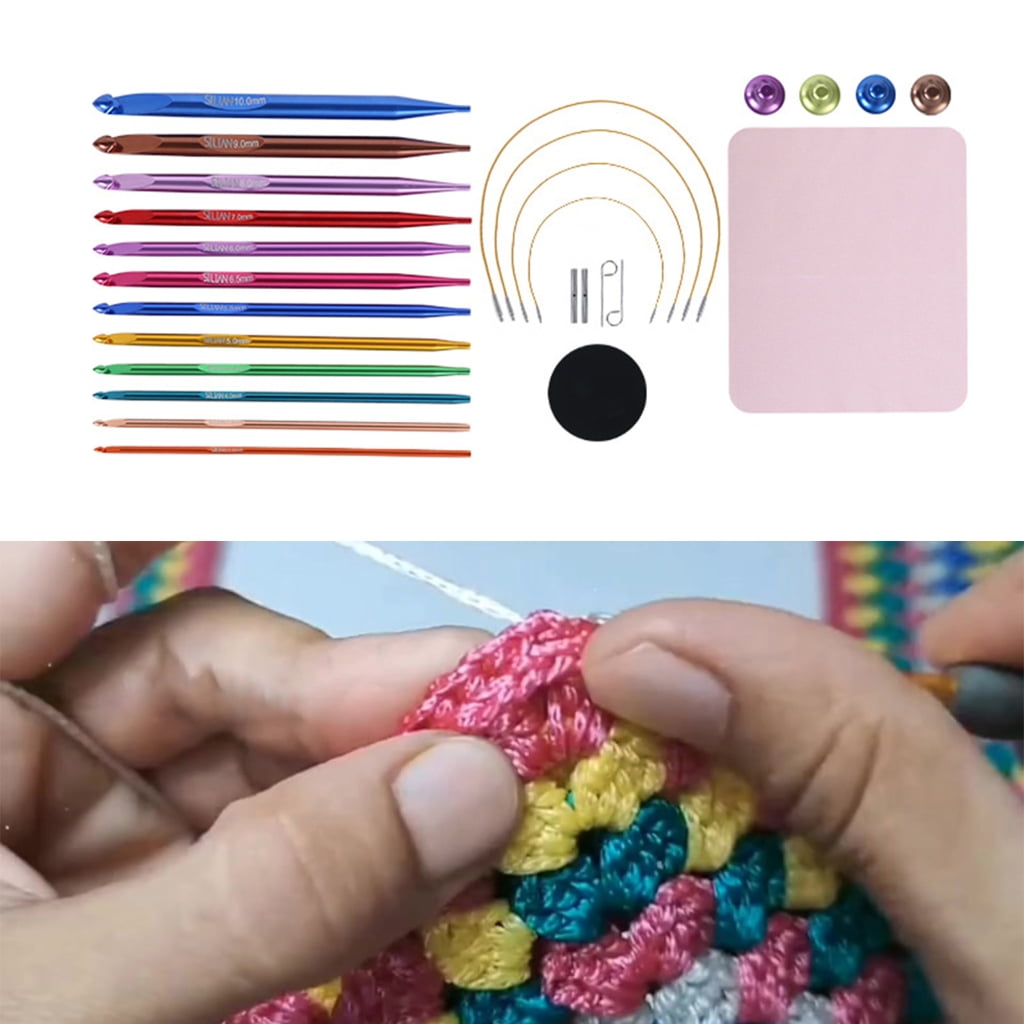 12Pcs Interchangeable Afghan Crochet Hook with Cable 3.0mm-10mm for Knitting Tunisian Knitting Needle with Case
