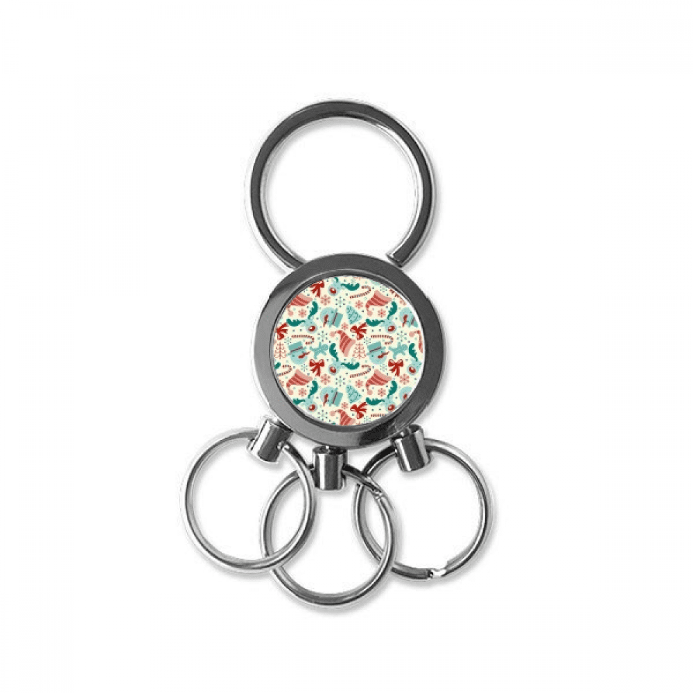 Merry mas Tree Illustration Stainless Steel Metal Key Chain Ring Car Keychain Keyring Clip